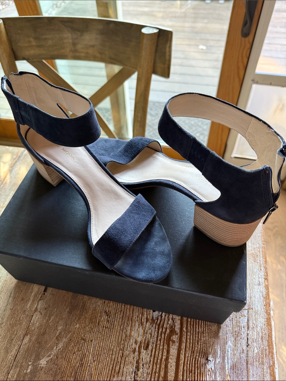 Pelle Moda Blue Suede Block Heels